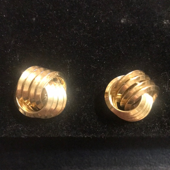 Knifed Edge gold knotted earrings - Picture 1 of 4